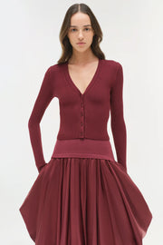 SIMKHAI CORINN TAFFETA KNIT MIDI SKIRT