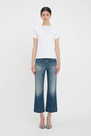 VICTORIA BECKHAM SHRUNKEN LOGO T SHIRT - WHITE