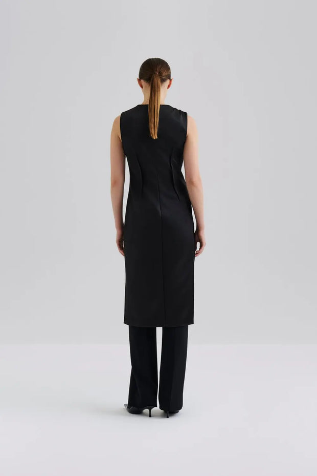 MALINA DRAPED LONG SATIN TOP