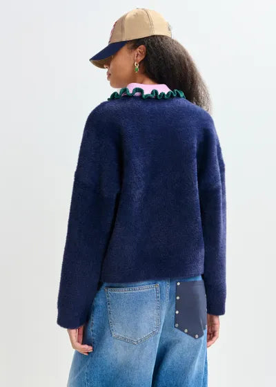 ESSENTIEL ANTWERP JARDENER KNITTED CARDIGAN- DARK NIGHT