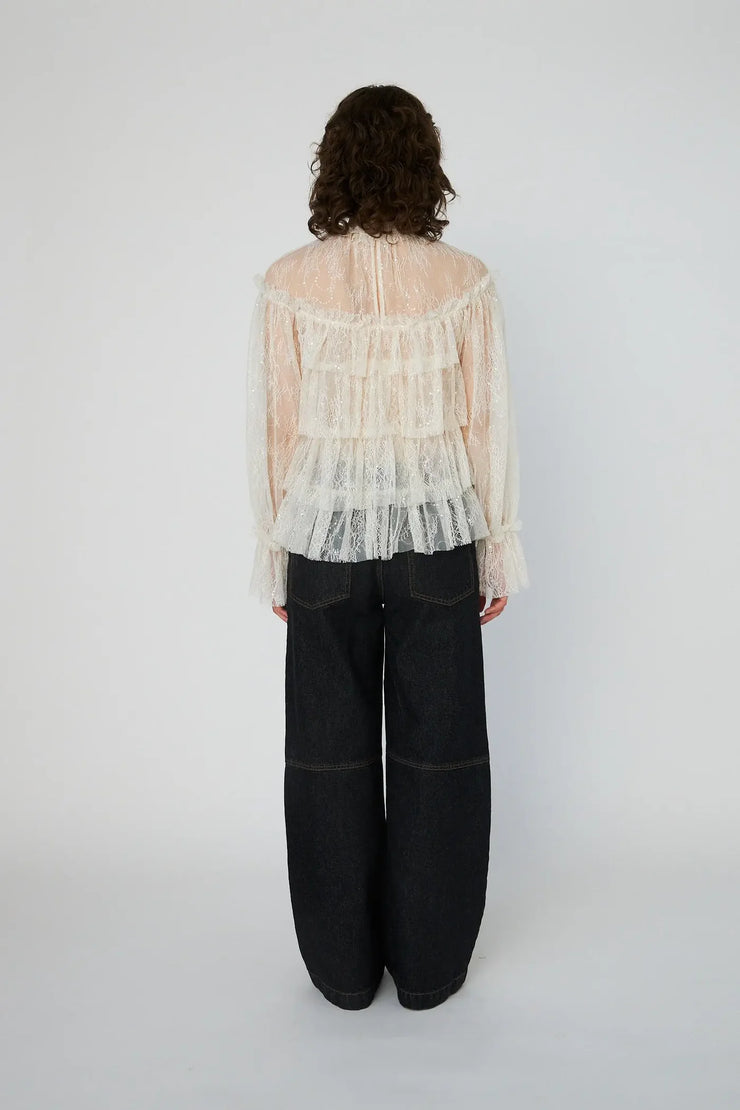 STELLA NOVA SHEER FRILL LACE BLOUSE