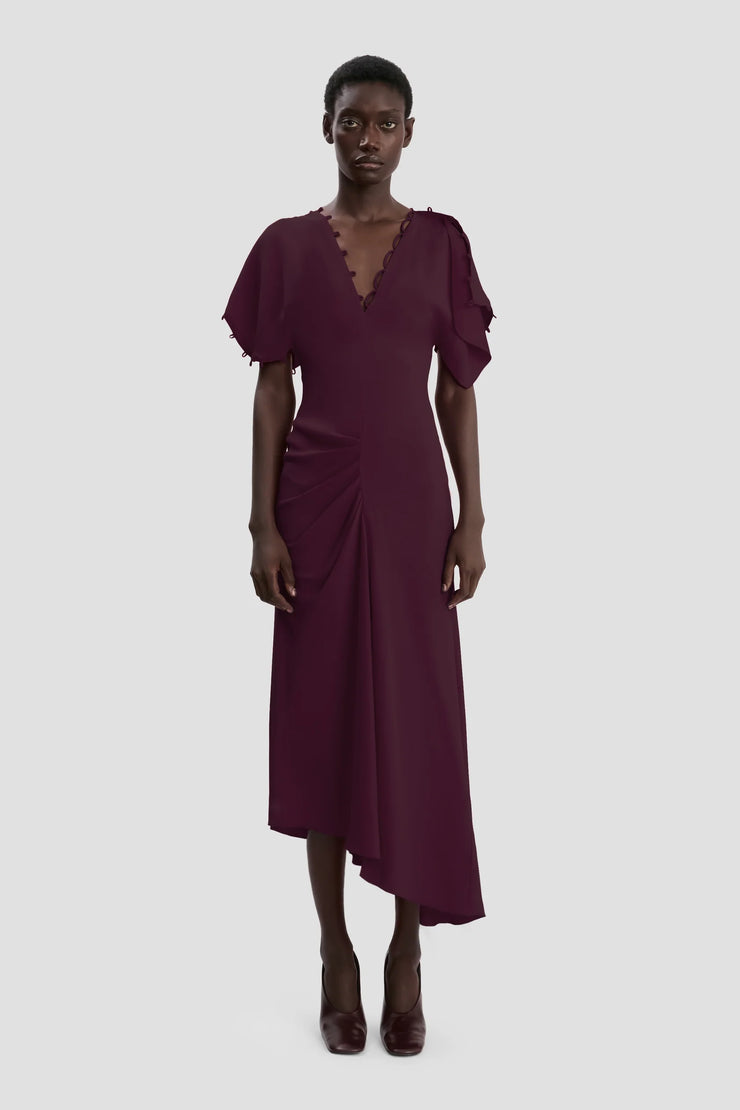 VICTORIA BECKHAM ROULEAUX MIDI DRESS