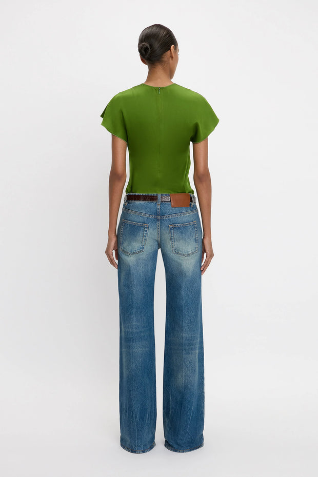 VICTORIA BECKHAM DRAPED PLEAT DETAIL TOP - ALGAE