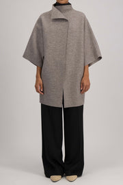 HARRIS WHARF KIMONO PRESSED WOOL - BLUE