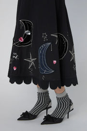 STELLA NOVA MOON AND STAR EMBROIDERED MIDI DRESS