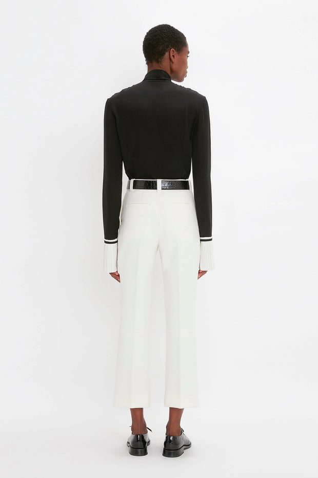 VICTORIA BECKHAM CROPPED KICK IVORY TROUSERS
