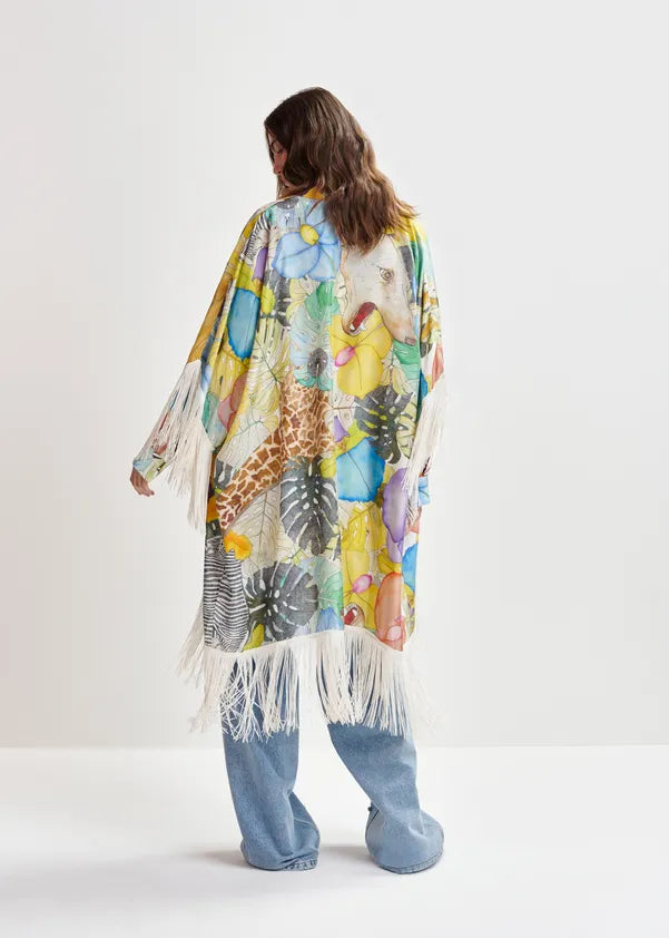 ESSENTIEL ANTWERP MULTICOLOR SILK KIMONO