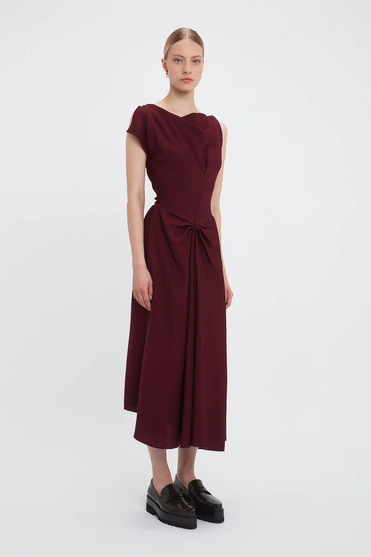 VICTORIA BECKHAM DECONSTRUCTED MIDI DRESS - PORT