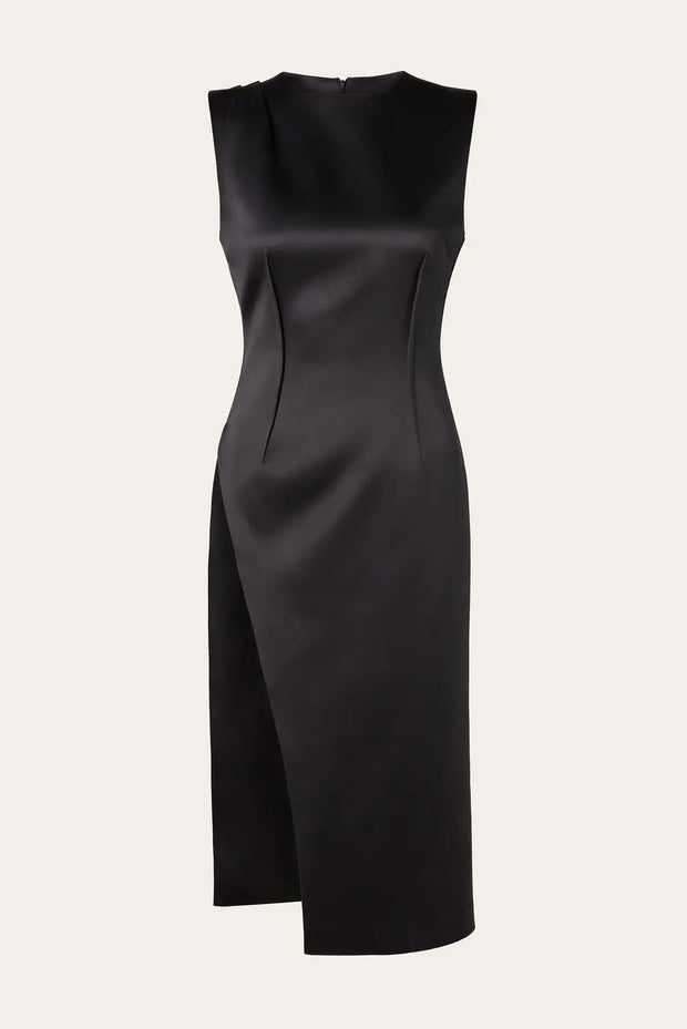 MALINA DRAPED LONG SATIN TOP