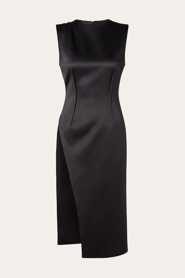 MALINA DRAPED LONG SATIN TOP