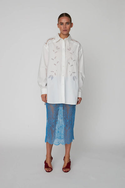 STELLA NOVA EMBROIDERY ANGLAISE OVERSIZED SHIRT - OFF WHITE