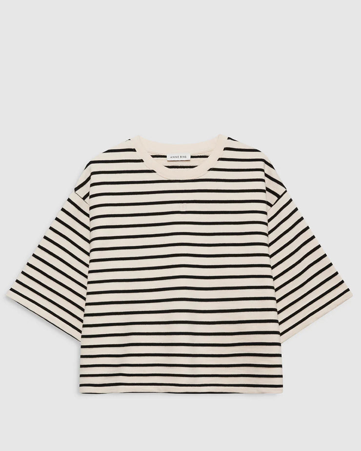 ANINE BING STRIPED CROPPED TEE