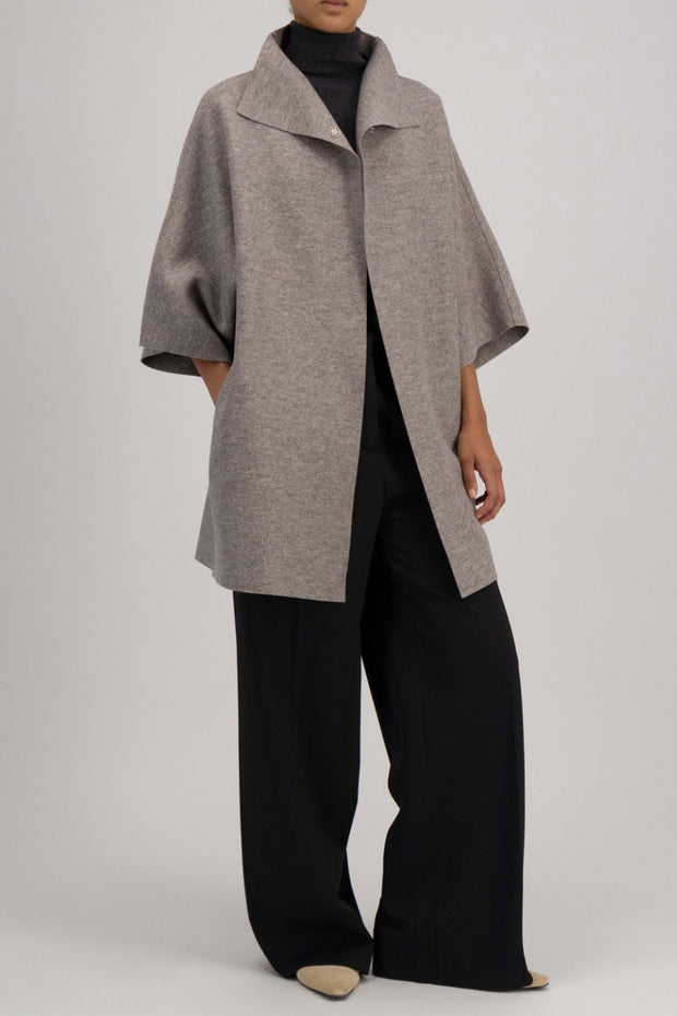 HARRIS WHARF KIMONO PRESSED WOOL - BLUE