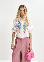 ESSENTIEL ANTWERP WHITE EMBELLISHED SHIRT