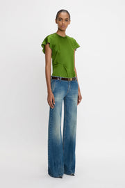 VICTORIA BECKHAM DRAPED PLEAT DETAIL TOP - ALGAE