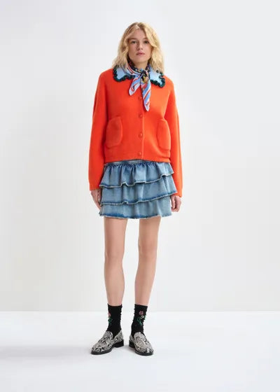 ESSENTIEL ANTWERP JARDENER KNITTED CARDIGAN- NECTARINE