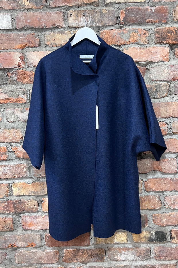 HARRIS WHARF KIMONO PRESSED WOOL - BLUE