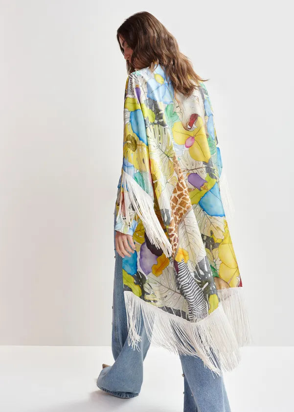 ESSENTIEL ANTWERP MULTICOLOR SILK KIMONO