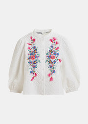 ESSENTIEL ANTWERP WHITE EMBELLISHED SHIRT