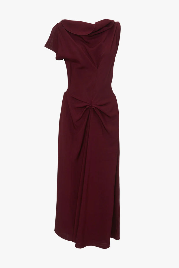 VICTORIA BECKHAM DECONSTRUCTED MIDI DRESS - PORT