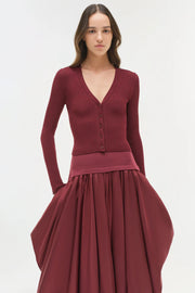 SIMKHAI CORINN TAFFETA KNIT MIDI SKIRT