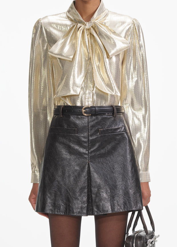 SELF PORTRAIT METALLIC PUSSY BOW BLOUSE