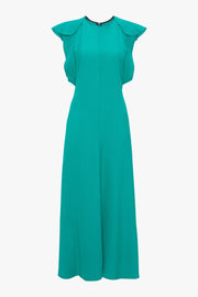 VICTORIA BECKHAM CAP SLEEVE DRESS IN PEACOCK