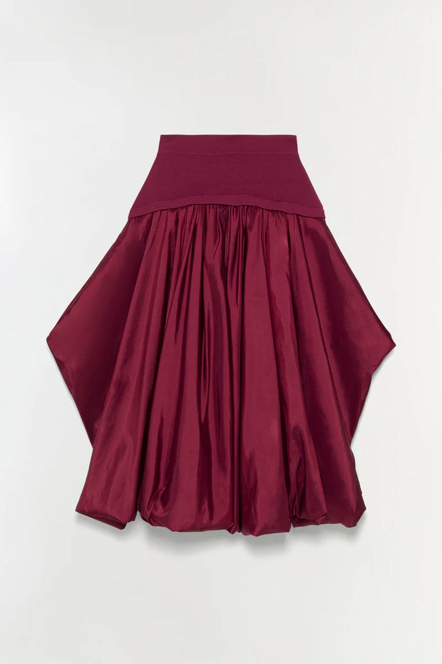 SIMKHAI CORINN TAFFETA KNIT MIDI SKIRT