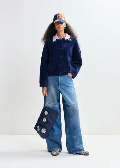 ESSENTIEL ANTWERP JARDENER KNITTED CARDIGAN- DARK NIGHT