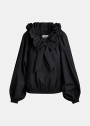 ESSENTIEL ANTWERP COTTON RUFFLE TOP BLACK
