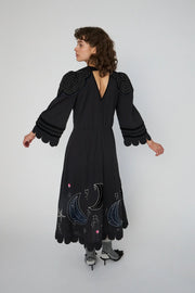 STELLA NOVA MOON AND STAR EMBROIDERED MIDI DRESS