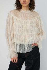 STELLA NOVA SHEER FRILL LACE BLOUSE