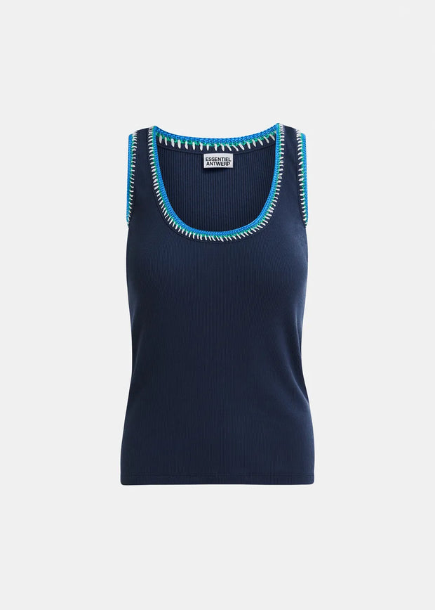 ESSENTIEL ANTWERP COTTON TANK WITH EMBROIDERY