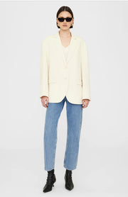 ANINE BING WHITE CASHMERE BLEND QUINN BLAZER