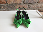 RUPERT SANDERSON EMERALD KITTEN HEEL