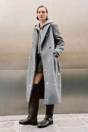 SIMKHAI GIANNI EMBELLISHED WOOL COAT