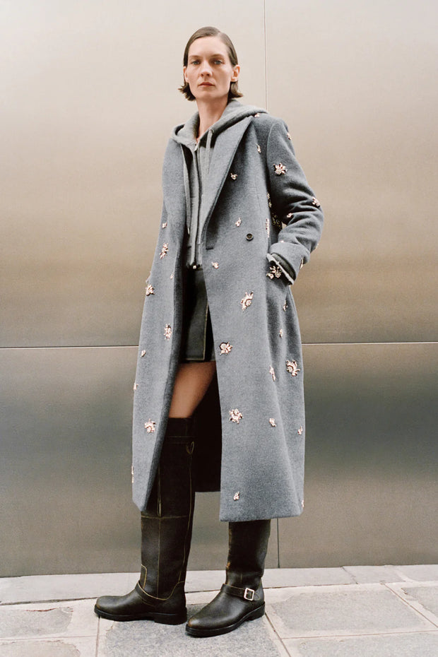 SIMKHAI GIANNI EMBELLISHED WOOL COAT