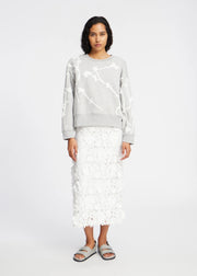 MUNTHE GREY SWEATSHIRT WITH FLORAL DETAIL