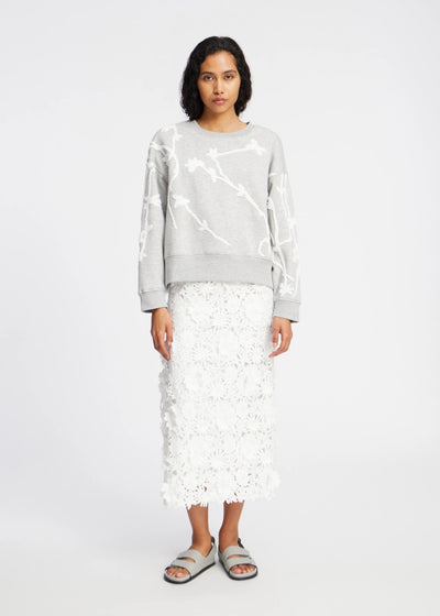 MUNTHE GREY SWEATSHIRT WITH FLORAL DETAIL