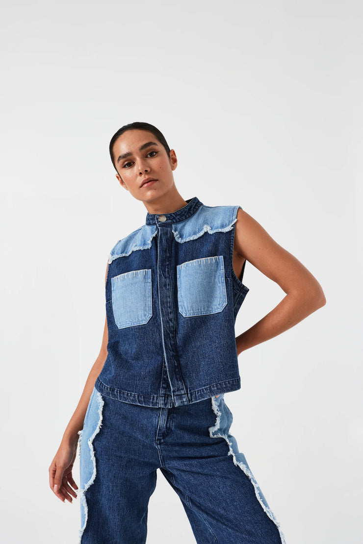 SEVENTY + MOCHI ARI WAISTCOAT - DENIM