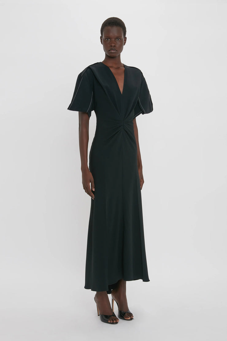 VICTORIA BECKHAM V-NECK MIDI DRESS