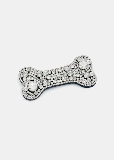 ESSENTIEL ANTWERP SILVER RHINESTONE BONE BROOCH