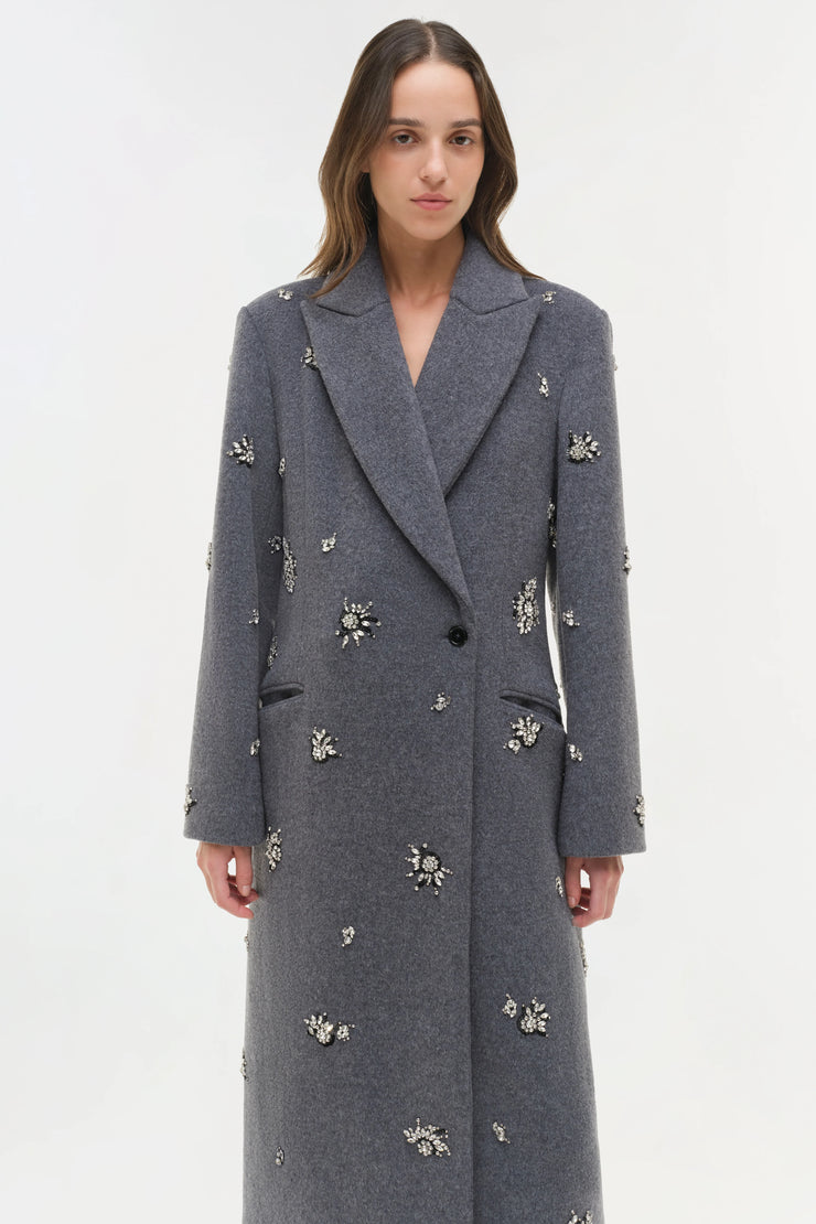 SIMKHAI GIANNI EMBELLISHED WOOL COAT