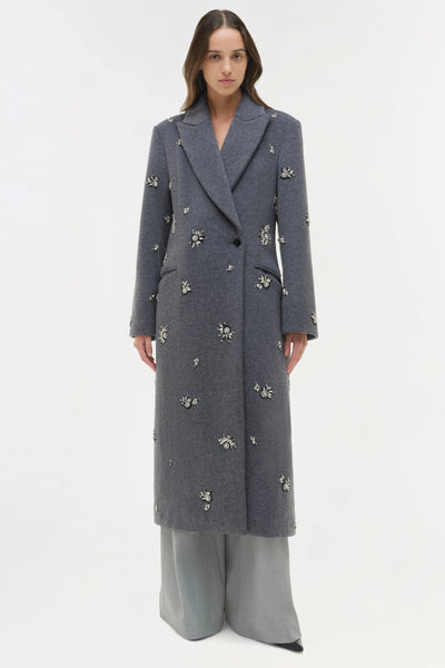 SIMKHAI GIANNI EMBELLISHED WOOL COAT