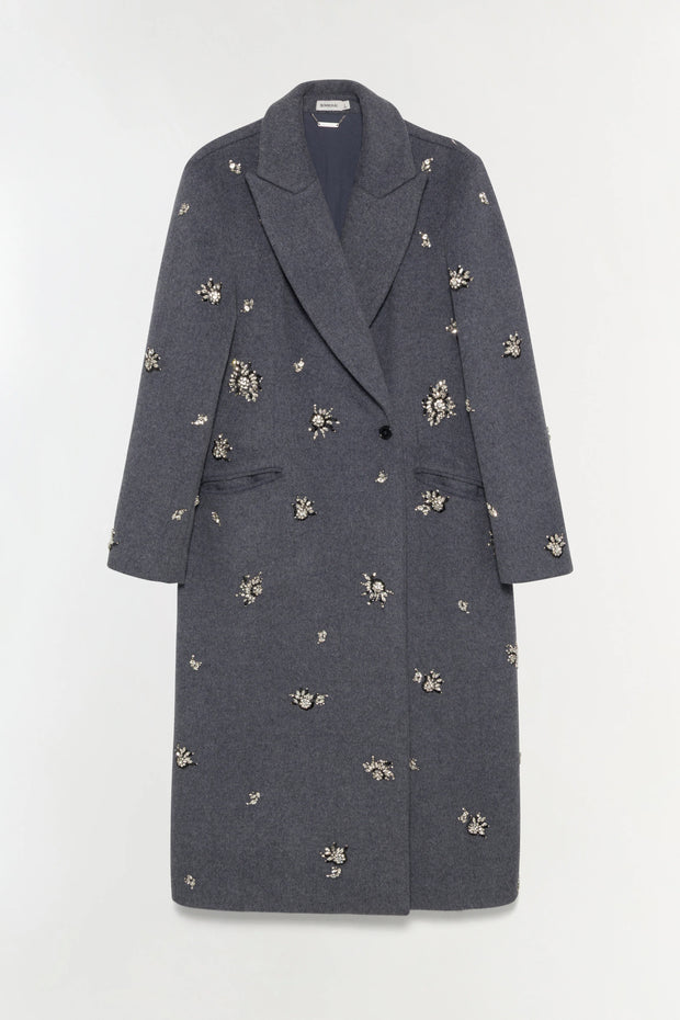 SIMKHAI GIANNI EMBELLISHED WOOL COAT