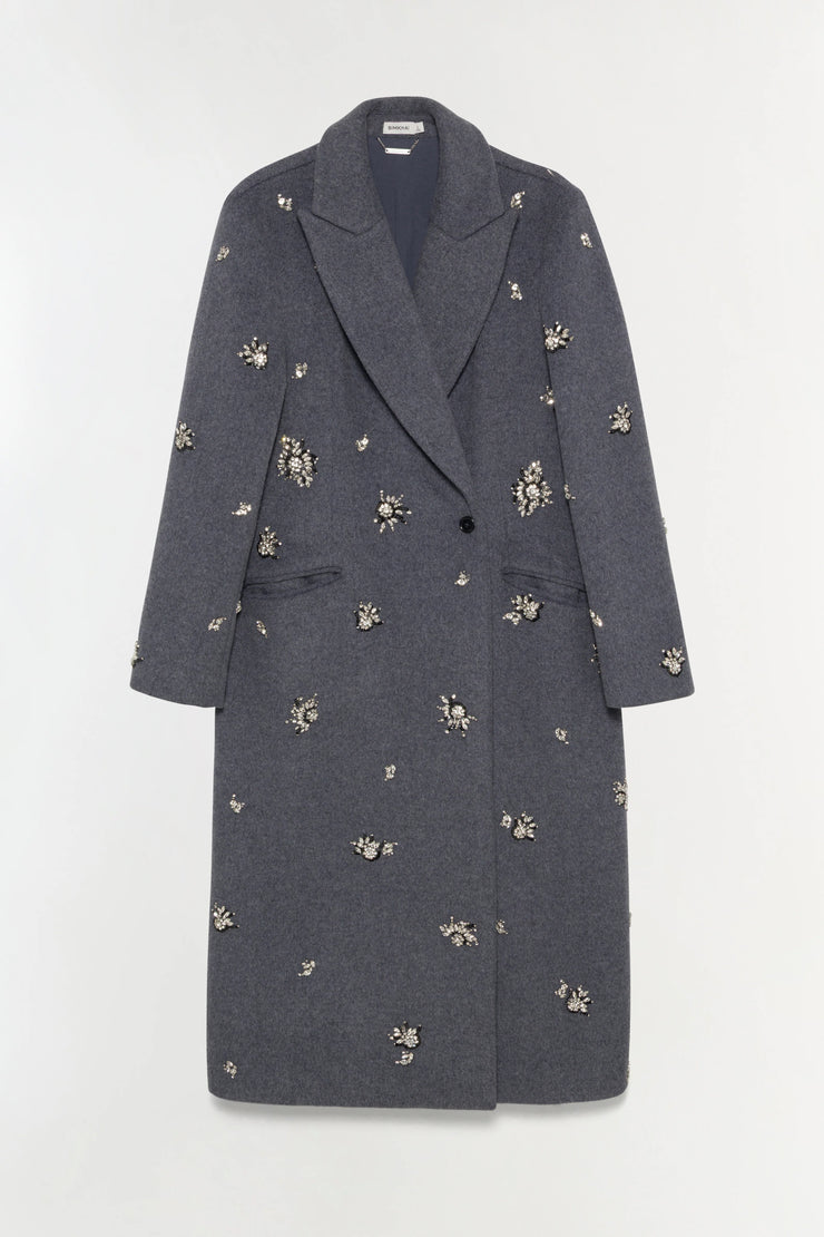 SIMKHAI GIANNI EMBELLISHED WOOL COAT