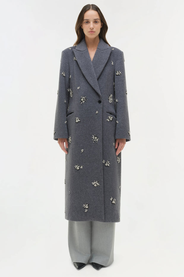 SIMKHAI GIANNI EMBELLISHED WOOL COAT