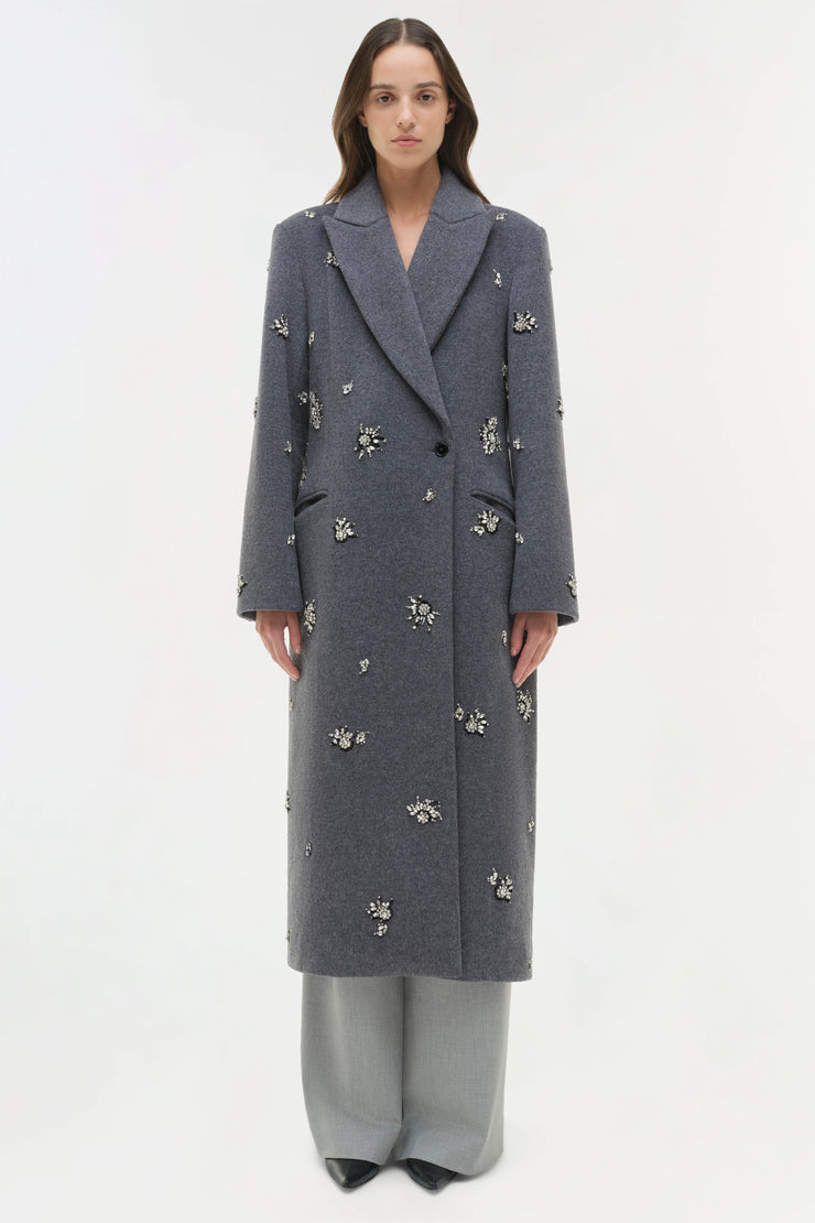 SIMKHAI GIANNI EMBELLISHED WOOL COAT