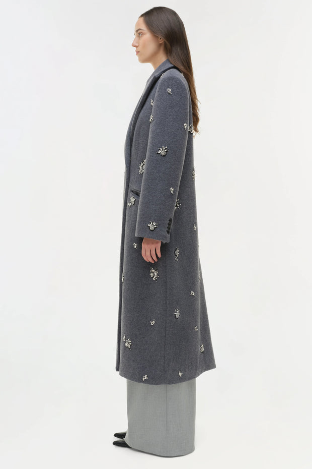 SIMKHAI GIANNI EMBELLISHED WOOL COAT