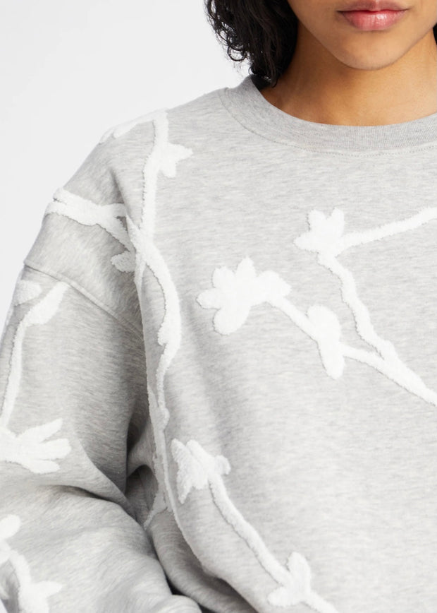 MUNTHE GREY SWEATSHIRT WITH FLORAL DETAIL
